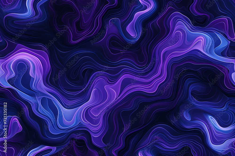 Abstract seamless pattern of wavy liquid purple swirl. Backdrop with abstract swirling paint effect. Acrylic cosmic pattern, paint stains. Texture for print, fabric, textile, wallpaper, poster, design