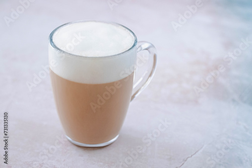 glass cup of tea latte