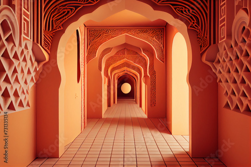 Orange sandy arabic morrocco style corridor background photo