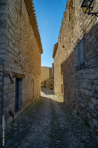 An old medieval street of Lagrasse, France