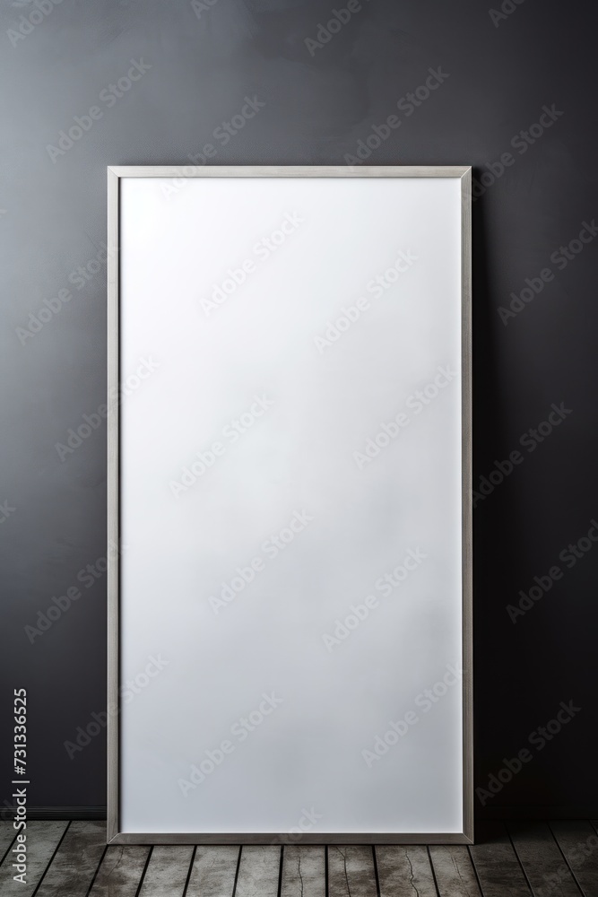blank frame in Charcoal backdrop with Charcoal wall, in the style of dark gray