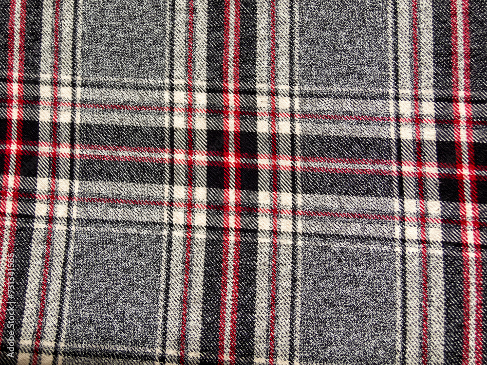 Gray check red stripe fabric Gray check red stripe fabric