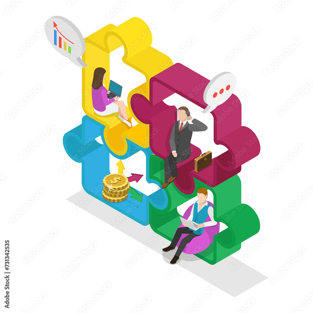 3D Isometric Flat  Illustration of Trading Strategies. Item 4