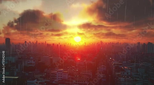都市の輝き：夕暮れ時のスカイライン photo