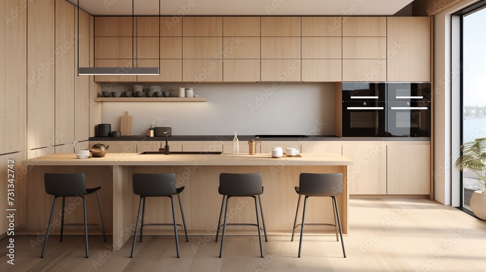 Scandinavian Minimalist Kitchen: Warm Wood Tones & Clean Lines