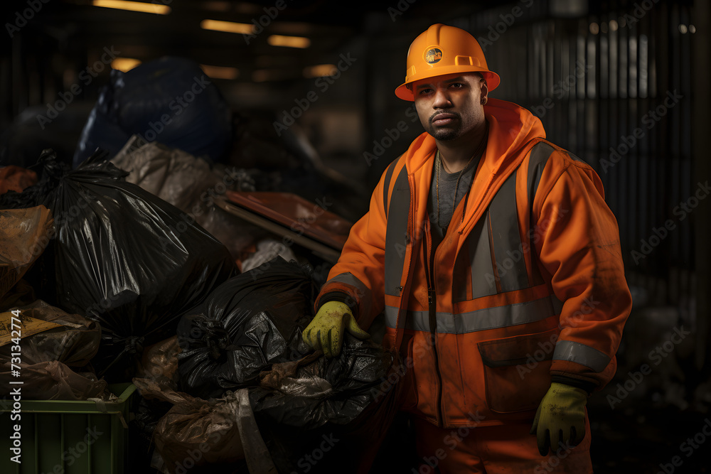 trash worker, strong man working in the trash business