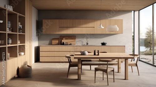 Scandinavian Minimalist Kitchen  Warm Wood Tones   Clean Lines