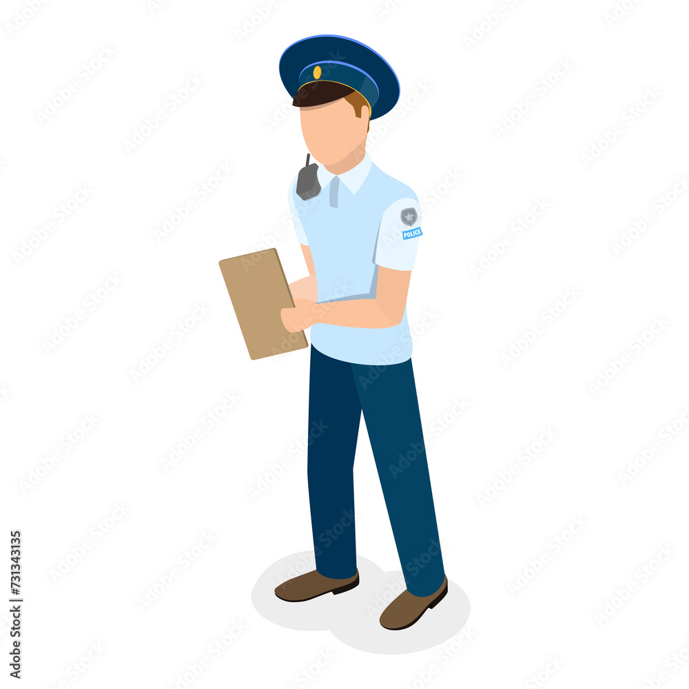 3D Isometric Flat Set of Traffic Policeman Characters. Item 4 3D Isometric Flat Set of Traffic Policeman Characters. Item 4