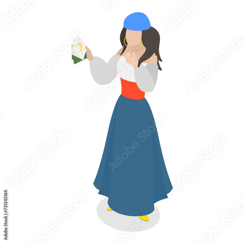 Fotografi 3D Isometric Flat  Set of Fortune Tellers. Item 3