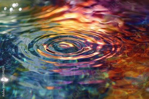 Waves of circles reflecting colours from different surfaces