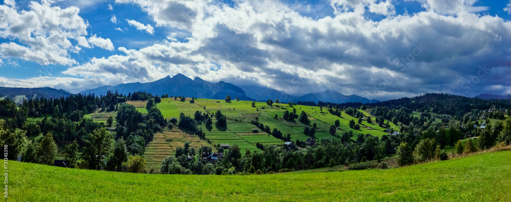 panoramic view of beautiful mountains landscapes of Poland. Tatras - obrazy, fototapety, plakaty 