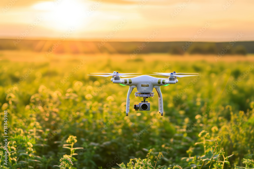 Agriculture drone flying on the field. Concept drone survey in agriculture. Generative AI Agriculture drone flying on the field. Concept drone survey in agriculture. Generative AI