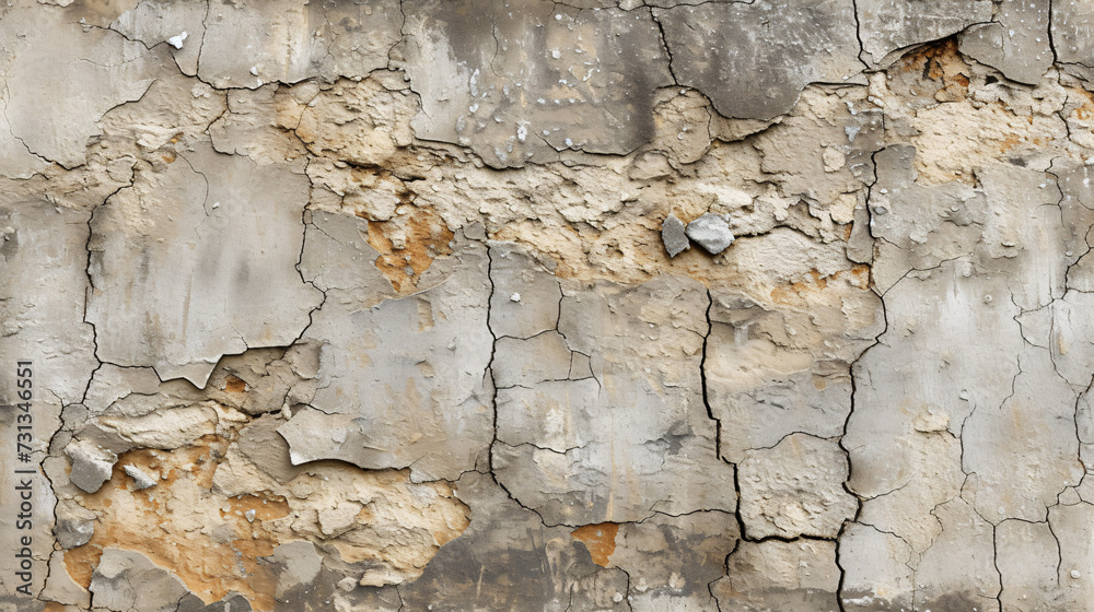 A vintage-inspired stock image featuring an old plaster wall with a charming texture, showcasing intricately designed cracks and imperfections that seamlessly repeat for an authentic aged lo