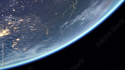 Fast rotation and zooming of the planet Earth  photo