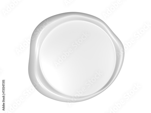 White wax seal. Isolated. 3d illustration.