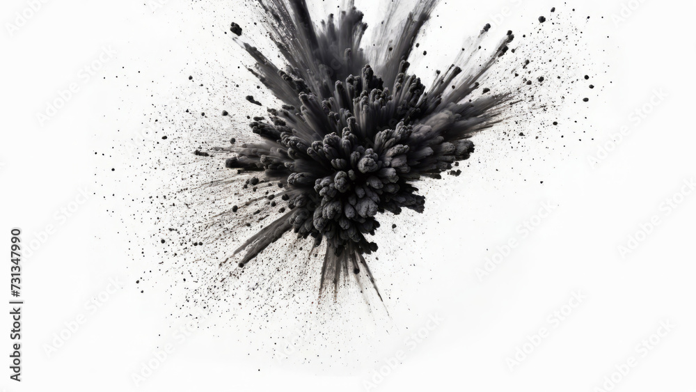 Charcoal Explosion: Abstract Black and White Powder Burst with Isolated ...