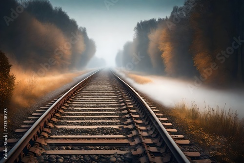 railway in the fog