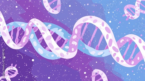 Background with human dna spiral in violet and white colors. vibrant illustration © masyastadnikova