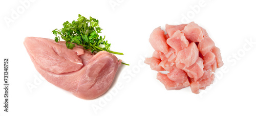 Fresh Uncooked Raw Turkey Fillet Breast Meat Isolated