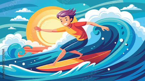 Man Riding a Wave on a Surfboard © OKAN