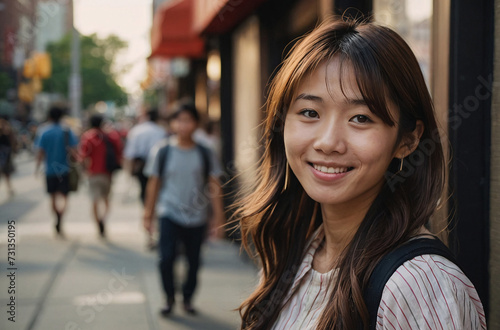 woman smiling portrait in the New York city street