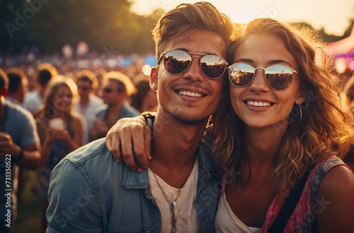 young couple in the music festival
