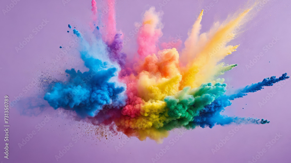 LGBT+ Explosion: Abstract Pride-Colored Powder Burst with Isolated Splatter - Rainbow Smoke Particles and Explosive Vibrancy for Inclusive Designs, Celebrations, and Colorful Backgrounds LGBT+ Explosion: Abstract Pride-Colored Powder Burst with Isolated Splatter - Rainbow Smoke Particles and Explosive Vibrancy for Inclusive Designs, Celebrations, and Colorful Backgrounds