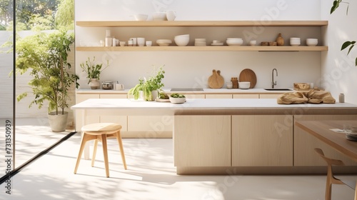 Serene Zen Kitchen: Minimalist Design Blended with Organic Elegance © VisualMarketplace