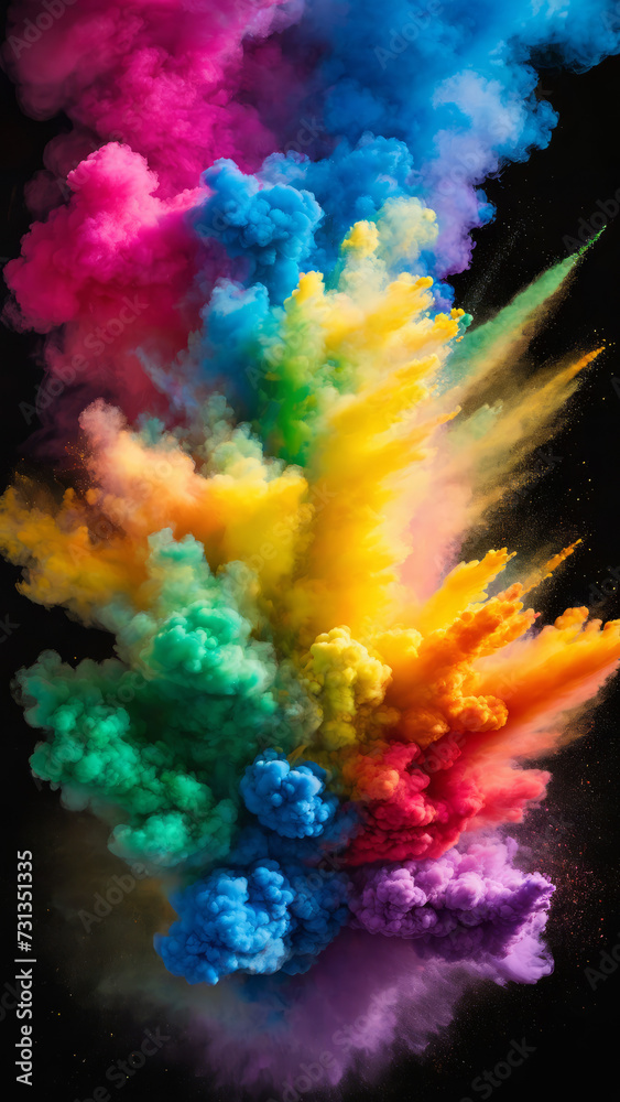 LGBT+ Explosion: Abstract Pride-Colored Powder Burst with Isolated Splatter - Rainbow Smoke Particles and Explosive Vibrancy for Inclusive Designs, Celebrations, and Colorful Backgrounds LGBT+ Explosion: Abstract Pride-Colored Powder Burst with Isolated Splatter - Rainbow Smoke Particles and Explosive Vibrancy for Inclusive Designs, Celebrations, and Colorful Backgrounds