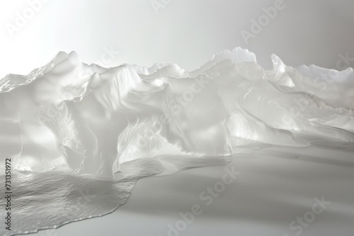 Textured background of white ice on smooth surface 