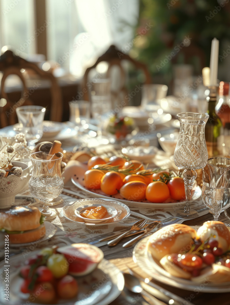 a table with a vibrant plate of steak as the centerpiece