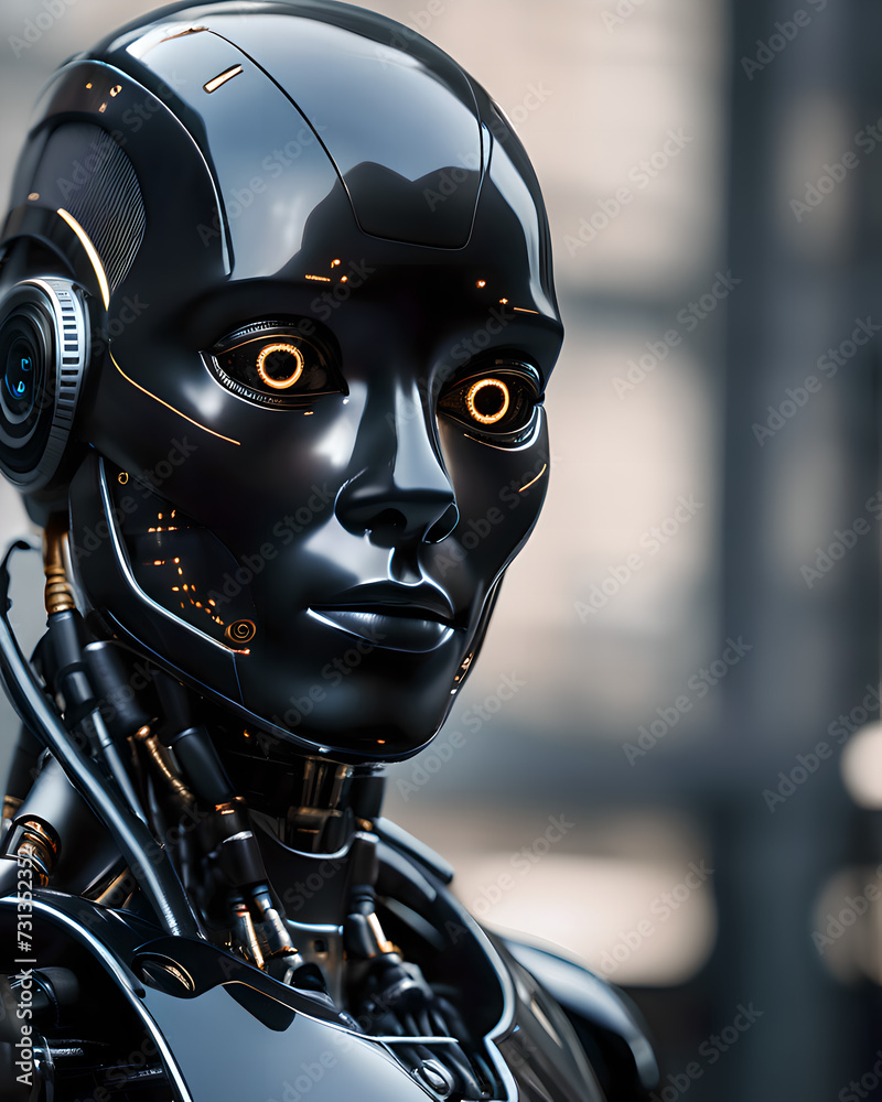 Black Robot, Futuristic Black Robot, Futuristic