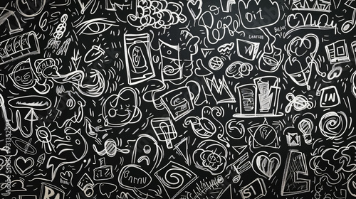 Endless creativity and untamed thoughts flow through this seamless pattern of chalkboard scribbles. Embrace the beautiful chaos of ideas and capture the essence of artistic inspiration with