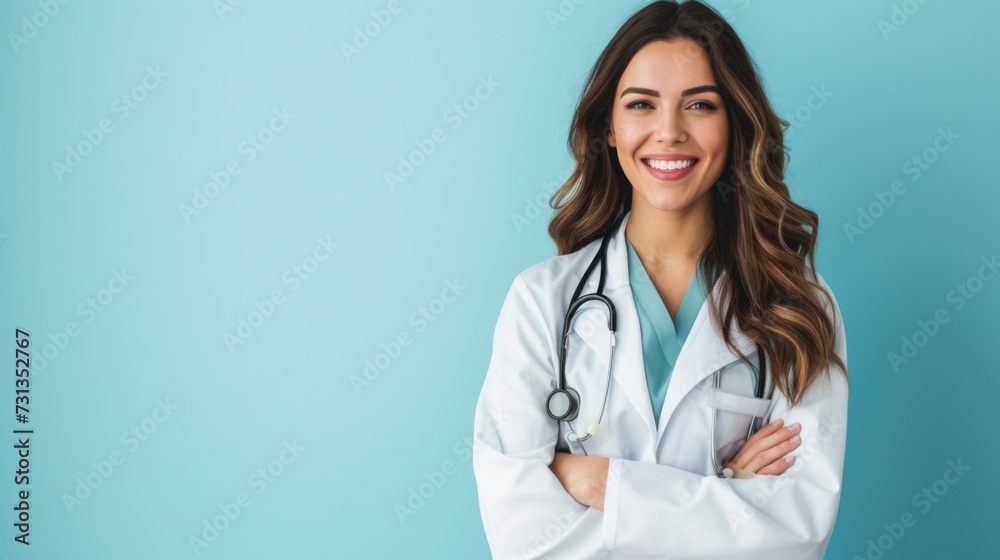 The Essence of Compassionate Care: Confident Female Medical Professional in White Lab Coat, Exuding Warmth and Competence. The Essence of Compassionate Care: Confident Female Medical Professional in White Lab Coat, Exuding Warmth and Competence.
