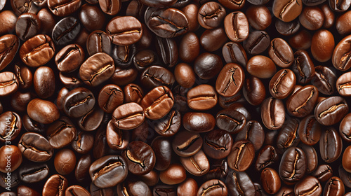 An enchanting seamless pattern featuring a mesmerizing arrangement of rich espresso coffee beans  evoking the irresistible aroma and cozy ambiance of your favorite local coffee shop. Perfect