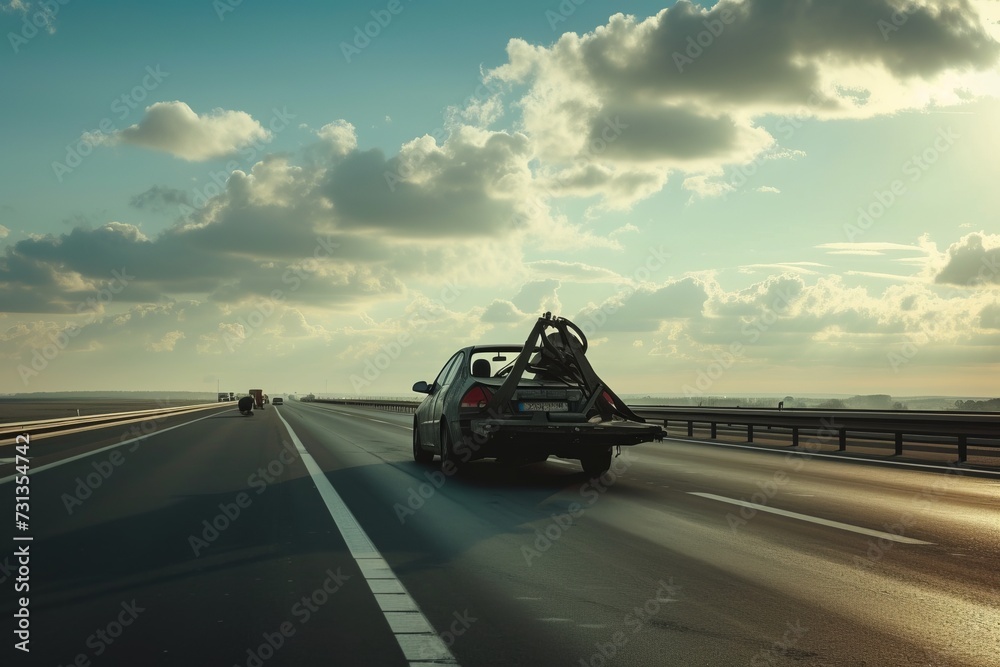 Pickup Truck Driving Down a Coastal Highway