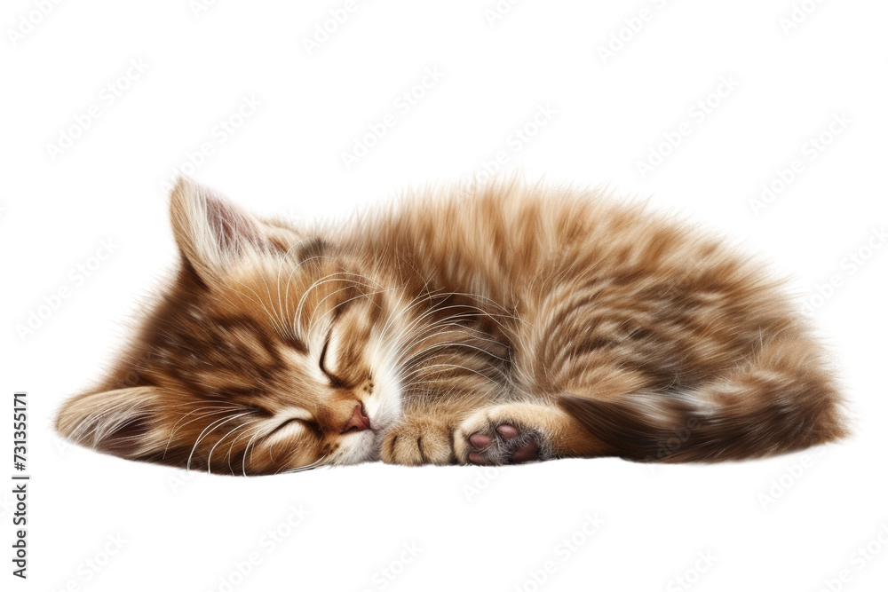 Sleeping kitten on a transparent background