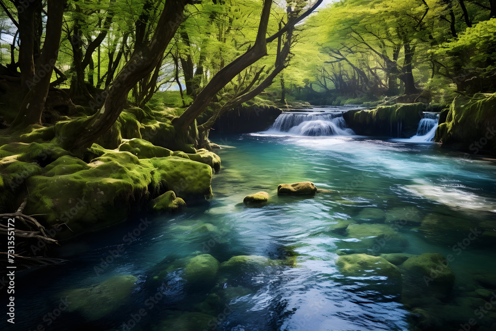 Magical green pond, nature pond, water, nature, green nature Magical green pond, nature pond, water, nature, green nature