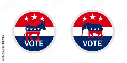 Republican, democratic vote vote icon. Republican political party vote, symbol of voting in the Democratic election. The US election vector symbolizes Republican, Democrat. Vector illustration eps10