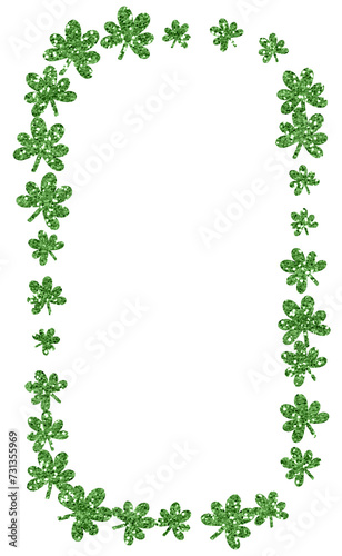 Green Glitter Rectangle Border Frame with Big Clover Leaf St Patricks Day