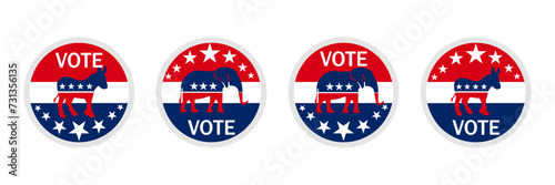 Republican, democratic vote vote icon. Republican political party vote, symbol of voting in the Democratic election. The US election vector symbolizes Republican, Democrat. Vector illustration eps10
