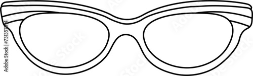 Cat Eye Glasses Outline Illustration Vector