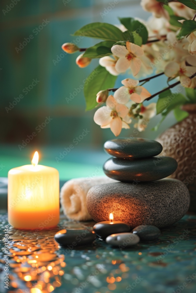 spa still life with candle and orchid spa still life with candle and orchid