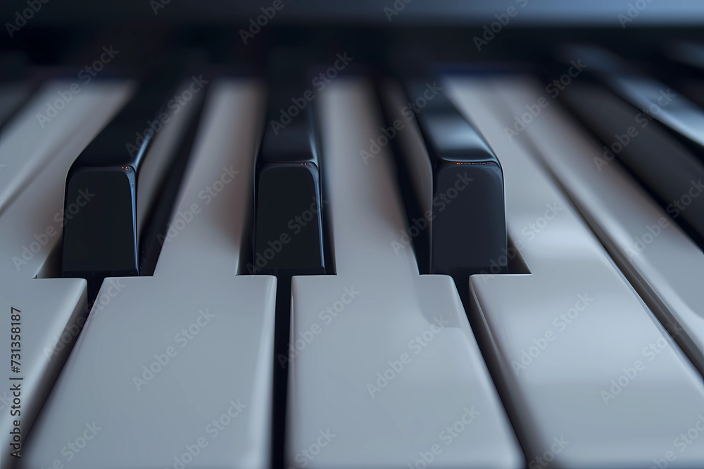 In this captivating close-up shot, the intricate details of piano keys create a mesmerizing visual symphony, inviting viewers to appreciate the timeless elegance of musical craftsmanship