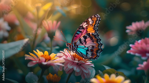 A stunning photograph capturing the intricate patterns and vibrant colors of a butterfly s wings