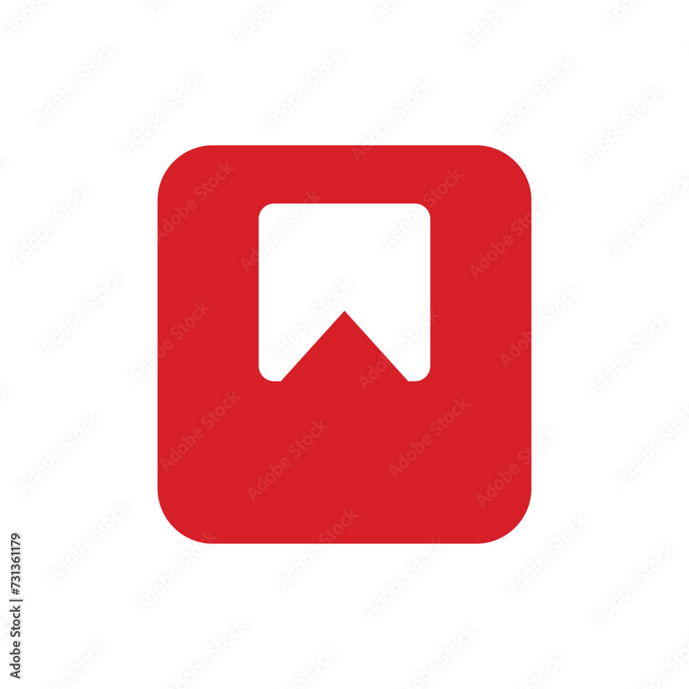 Bookmark icon. Red square button. Flat design style eps 10. resources graphic element design. Vector illustration with an application user interface theme Bookmark icon. Red square button. Flat design style eps 10. resources graphic element design. Vector illustration with an application user interface theme