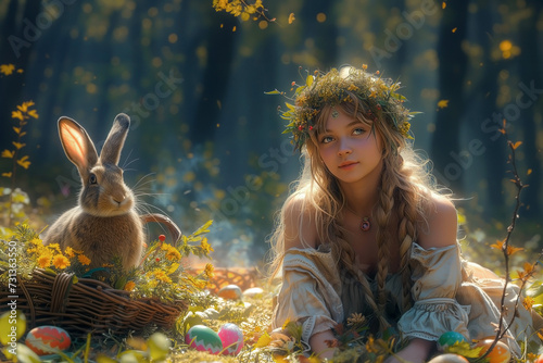 Pagan holiday Ostara. Easter theme. 
