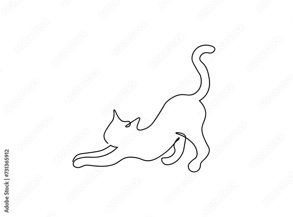 Cat Single Line Art Drawing