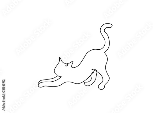 Cat Single Line Art Drawing