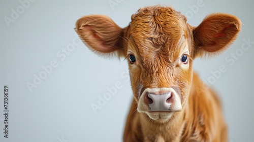 Adorable Brown Calf Portrait on a Farm © Viktor